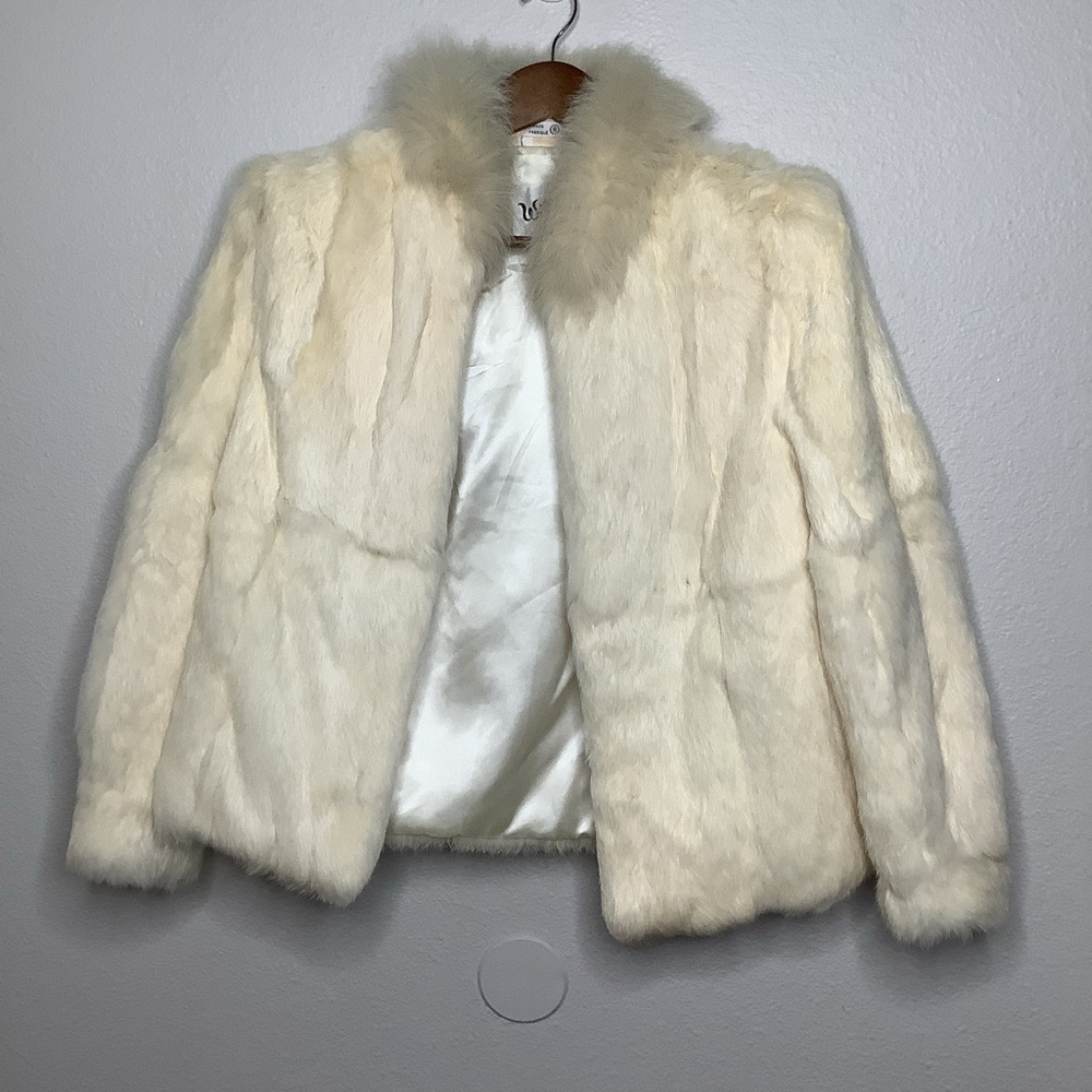 Wilson’s Leather Vintage Women’s Elegant Cream Rabbit Fur Jacket